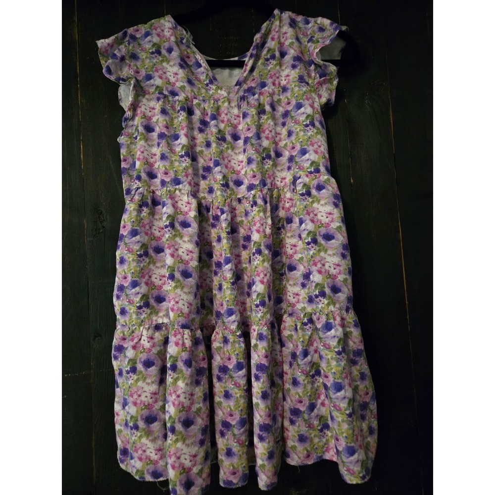 Jacquie The Label Purple Floral Lavender Flower Ruffle Babydoll‎ Dress Sz S - Picture 2 of 4